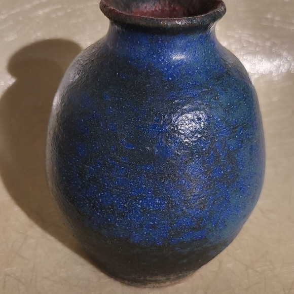 "BITOSSI Blue" Mid-century Modern Pottery Vase 6" - Picture 3 of 8